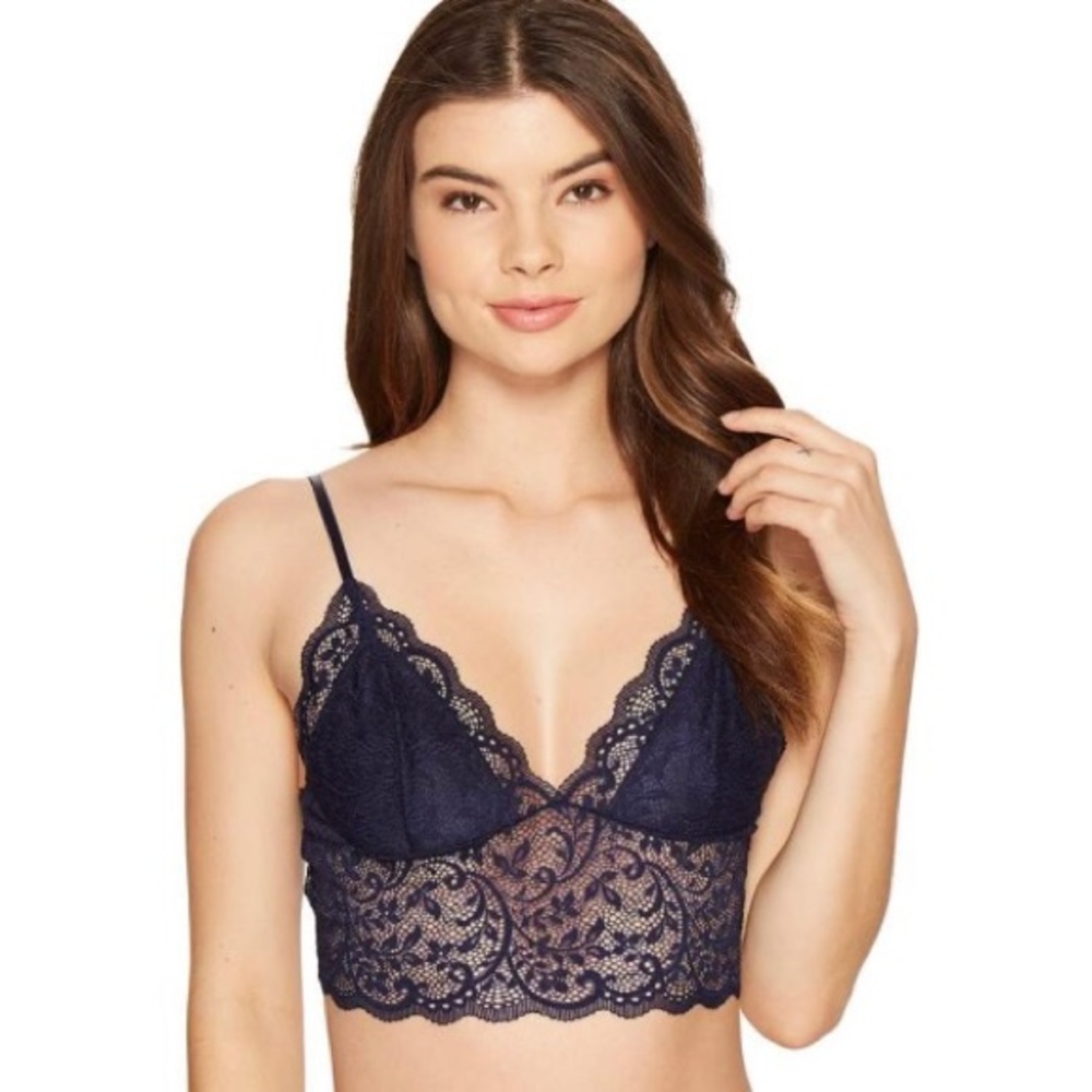 Hanky Panky Queen Anne's Lace Longline Bralette Navy